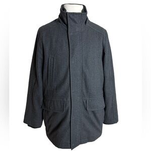 Tommy Hilfiger Men's Dark Grey Medium Length Wool‎ Blend Winter Coat Size M
